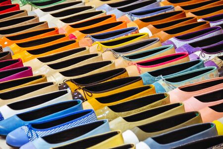 Set of female ballet flat shoes. Color scheme.の写真素材