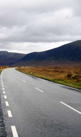 Wet Winding Road in Scotlandの写真素材