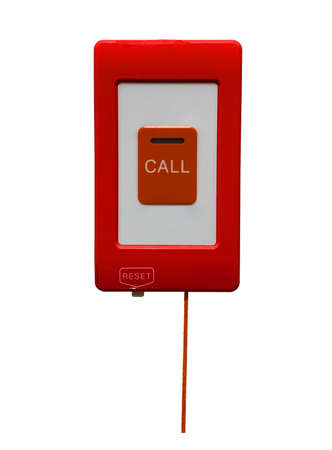 pull the call rope isolated on white backgroundの写真素材