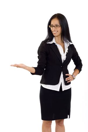 attractive businesswoman presenting somethingの写真素材
