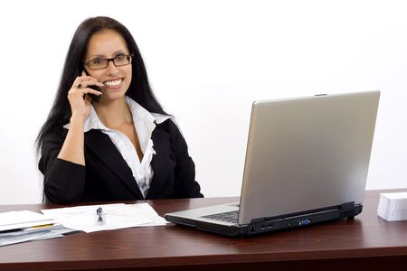 attractive businesswoman on the phoneの写真素材