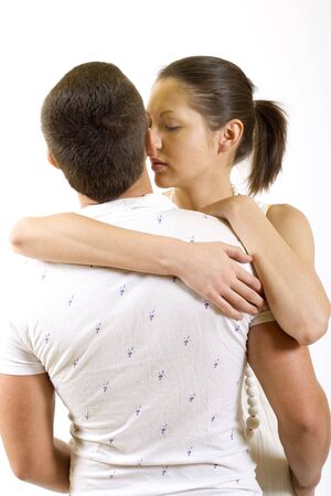 young casual couple flirtingの写真素材