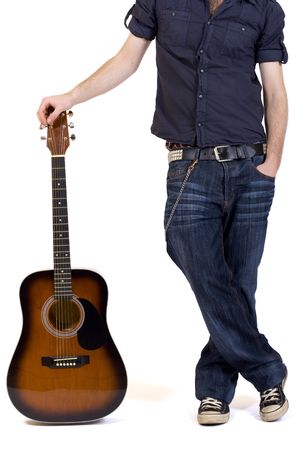 guitarist with acoustic guitarの写真素材