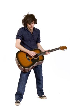 guitarist with acoustic guitarの写真素材