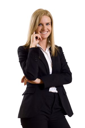 attractive businesswoman standing on a white backgroundの写真素材