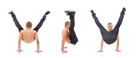 modern dancer showing his skills, studio shot