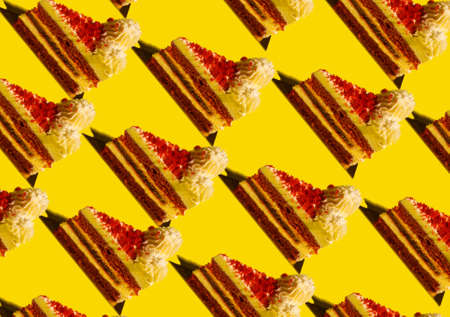 wallpaper of multiple red velvet cakes in oblique position making a delicious decoration ideeaの写真素材