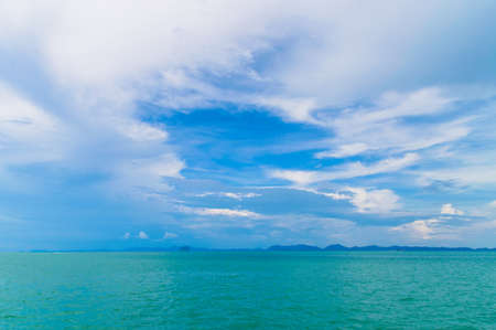 Green sea and Cloud, see from on a boatの写真素材