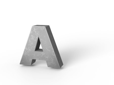 Stone concrete sand stucco letter A on a white background with shadow. natural light. 3D rendering.の写真素材