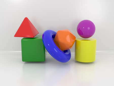Diversity of shape figures toys in LGBT LGBTQ LGBTQ+ gay lesbian pride colors floating on the white background with light and shadows. 3D rendering.の写真素材