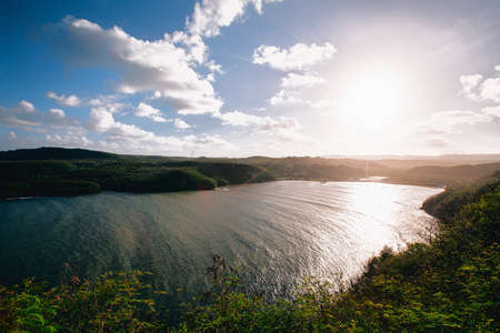 View of the sea the sun togetherの写真素材