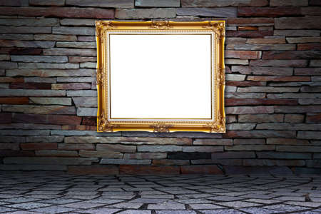 Frame on stone wallの写真素材