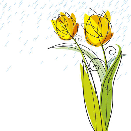 Tulips design on white background のイラスト素材