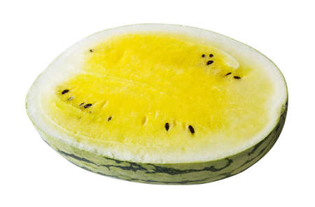 Yellow watermelon on white background with clipping path の写真素材