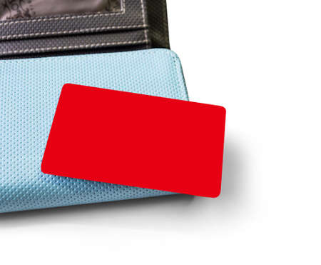 Blank credit card and  wallet on white background with clipping pathの写真素材