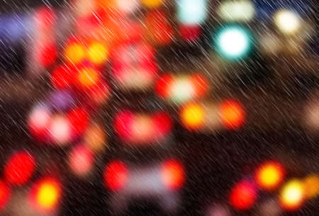 Light traffic on a rainy night の写真素材