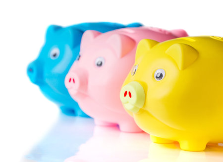 Piggy bank on white background の写真素材
