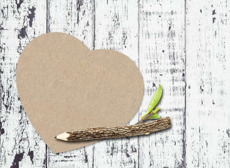 paper heart on wooden backgroundの写真素材