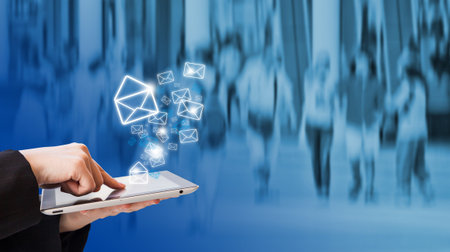Businesswoman sending email