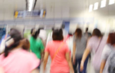 People walking in the subway station. Motion blur.のeditorial素材