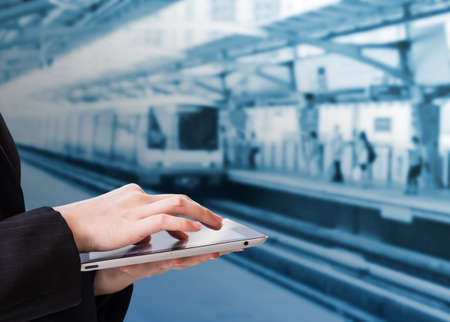 Businesswoman using digital tabletの写真素材