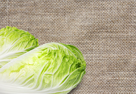 Chinese cabbage on sackcloth background