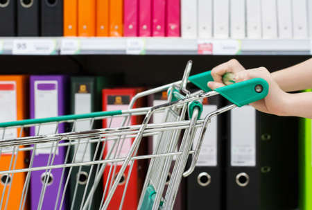 Woman with shopping cartの写真素材