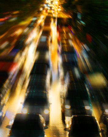 Night traffic. Motion blur.