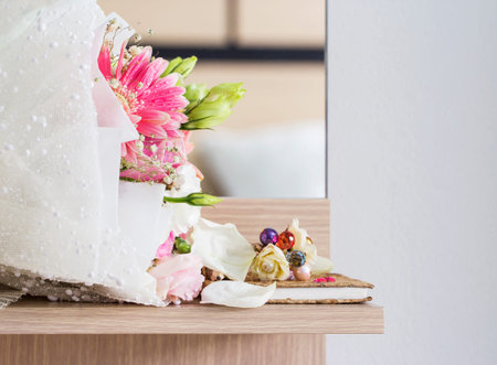 Bouquet in the bedroomの写真素材