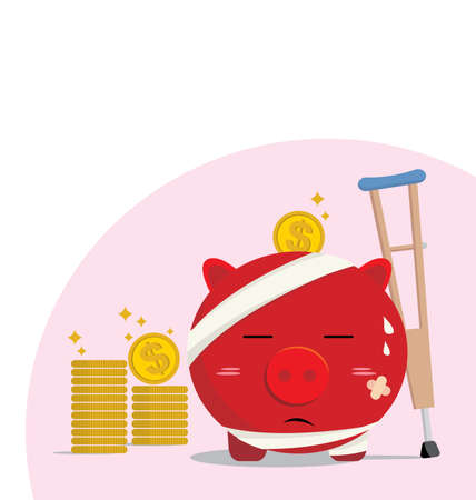 Piggy bank design of accident conceptsのイラスト素材