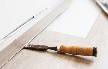 Repairing laminate flooringの写真素材