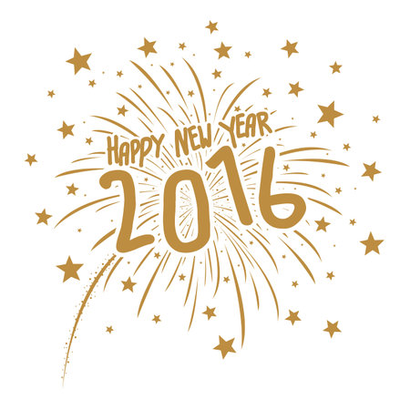 Firework with Happy new year 2016 on white background
