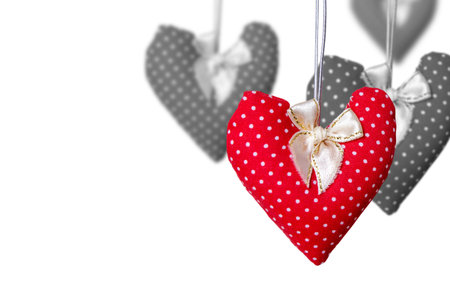 Red heart on white backgroundの写真素材