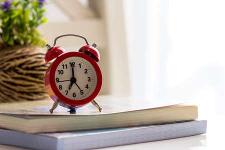 Alarm clock in the bedroomの写真素材