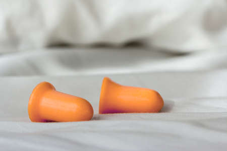 Earplugs on the bedroomの写真素材