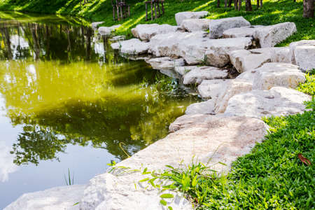 Stone decoration in the gardenの写真素材