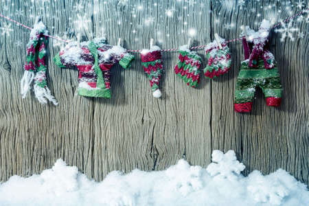 Christmas decoration air drying clothesの写真素材