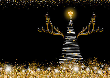 Vector christmas tree design on black backgroundのイラスト素材