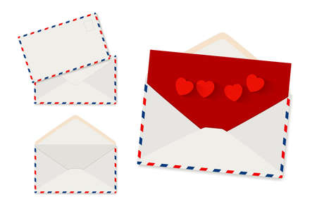 Vector envelope set on white backgroundのイラスト素材