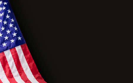 American flag on black background with copy spaceの写真素材