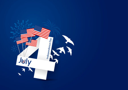 USA 4 july happy independence day design on blue backgroundのイラスト素材
