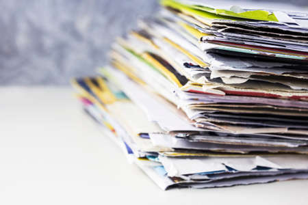 Statement of credit card in envelope on the table with copy spaceの写真素材