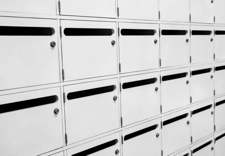 Close up white wooden mailbox