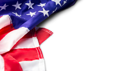 USA or american flag isolated on white background with clipping path
