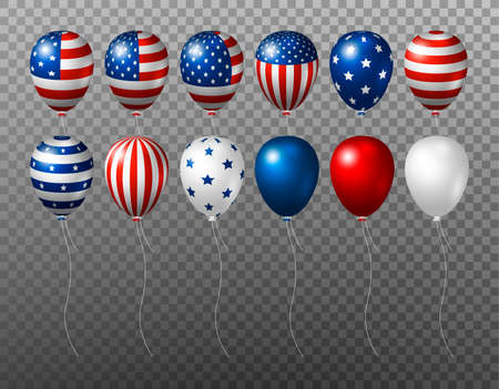 Vector USA balloon design of american flag on transparency backgroundのイラスト素材