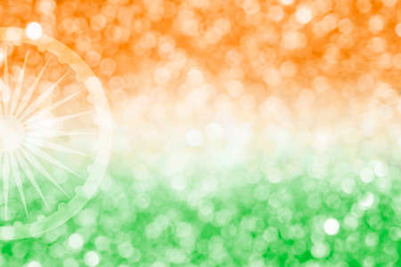 Abstract blur background design of India flag and bokeh for independence day and other celebrationの写真素材