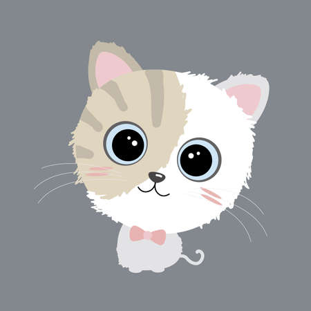 Vector cute cat design on gray backgroundのイラスト素材