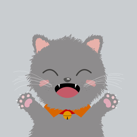 Vector hand drawn cute cat design on white backgroundのイラスト素材
