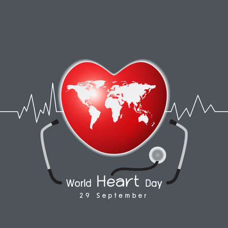 Vector 29 september world heart day concept design on gray backgroundのイラスト素材