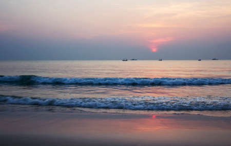Summer time of beautiful sunrise at the beach Thailandの写真素材